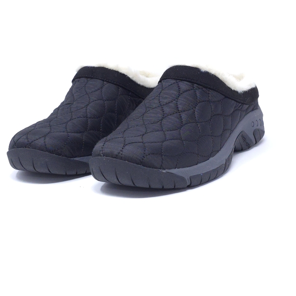 Easy Spirit Shoes - Easy Spirit Wimmy Black Shearling Quilted Clogs 7.5M Cozy Winter Mules